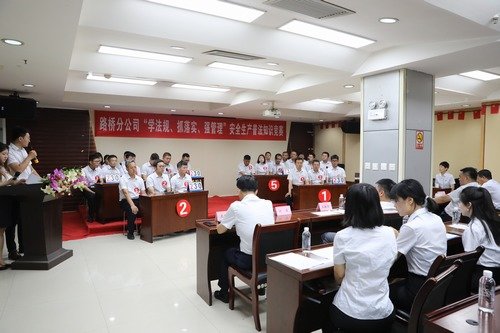 乐虎建设路桥分公司举办“学法规、抓落实、强管理”安全生产普法知识竞赛